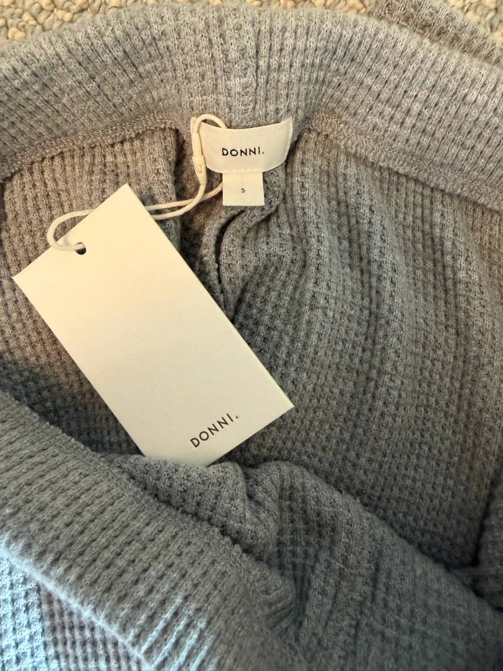 DONNI. Thermal crop waffle stripe track pant heather grey - Picture 3 of 3